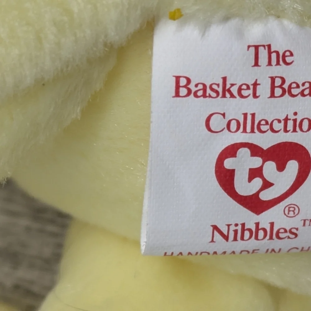 Ty Nibbles Plush Yellow Bunny with Orange Bow and Carrot